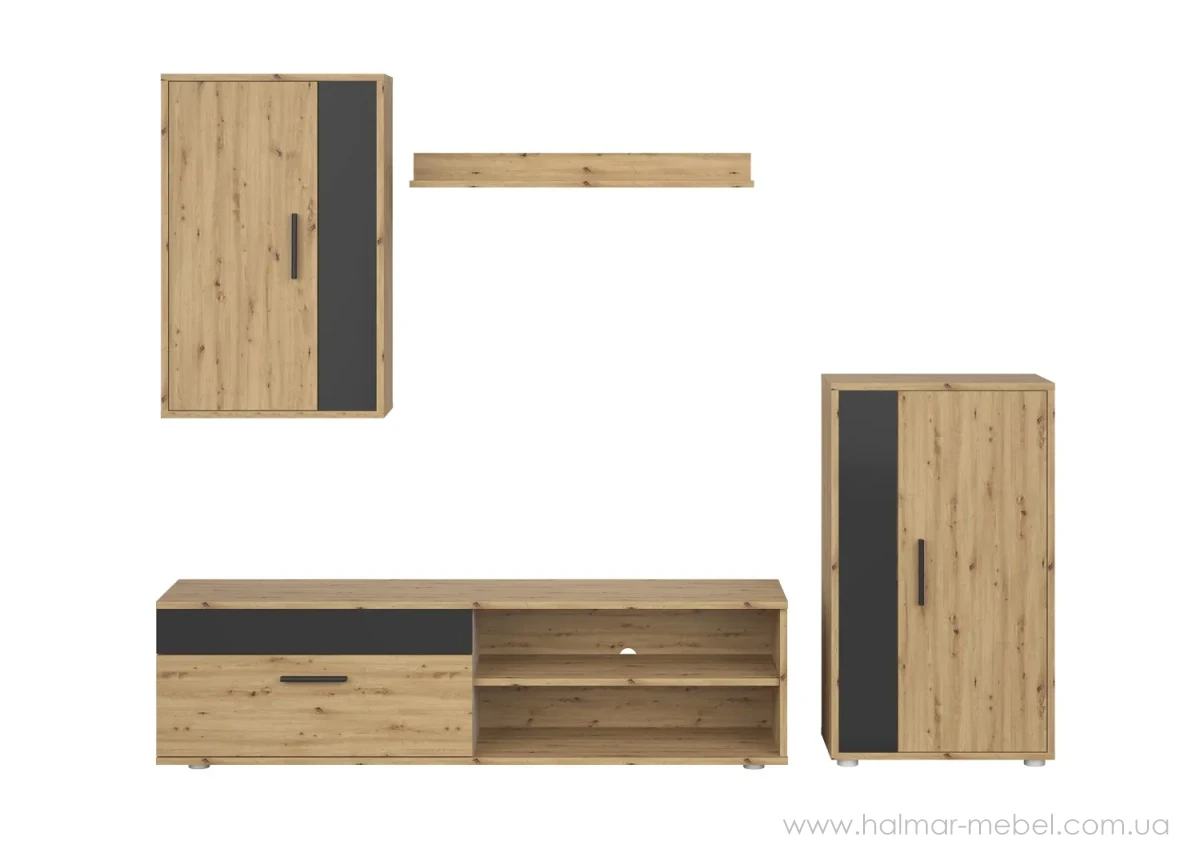 Комплект меблів для вітальні BENSON HALMAR дуб артизан/чорний Комплект меблів для вітальні BENSON HALMAR дуб артизан/чорний