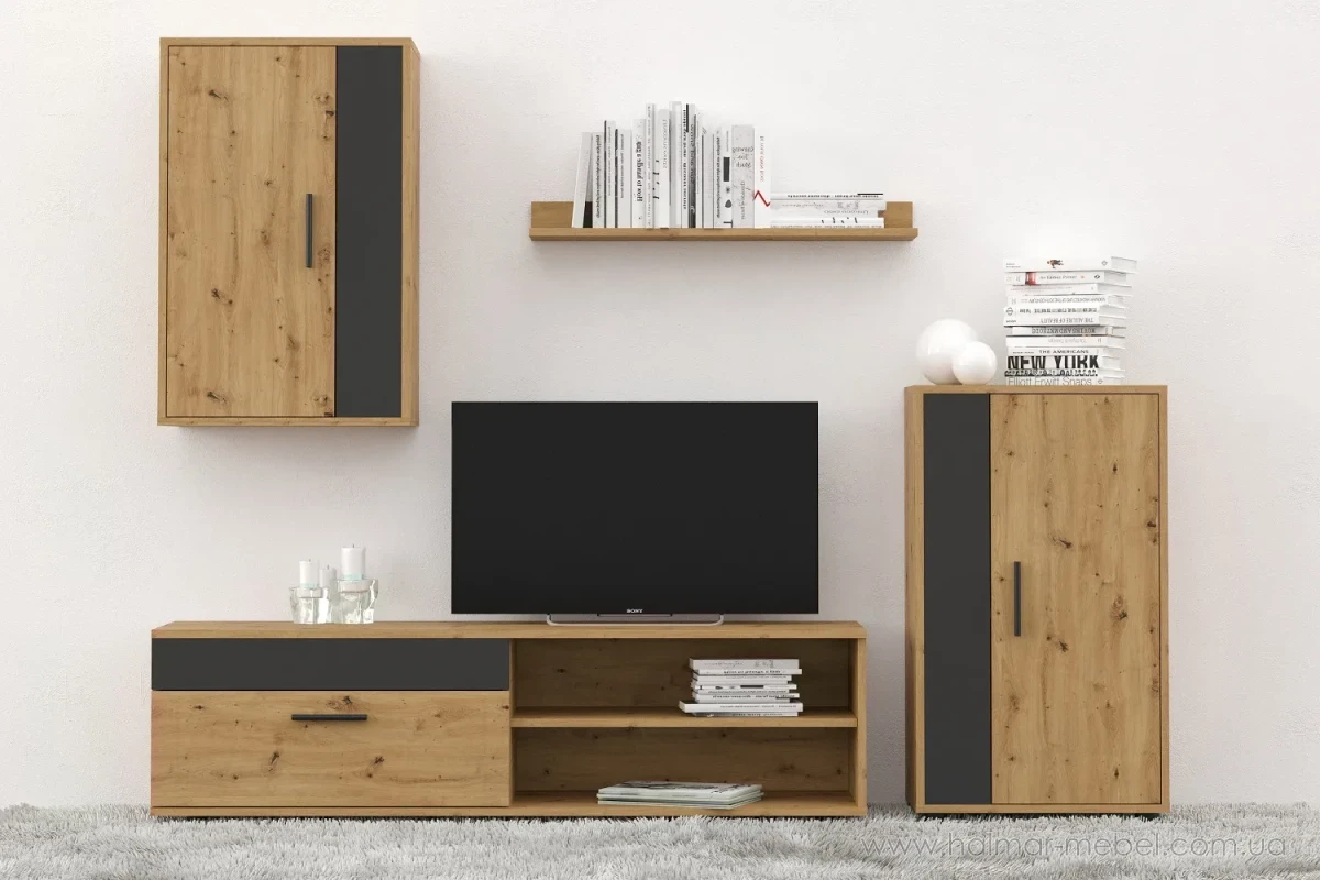 Комплект меблів для вітальні BENSON HALMAR дуб артизан/чорний Комплект меблів для вітальні BENSON HALMAR дуб артизан/чорний