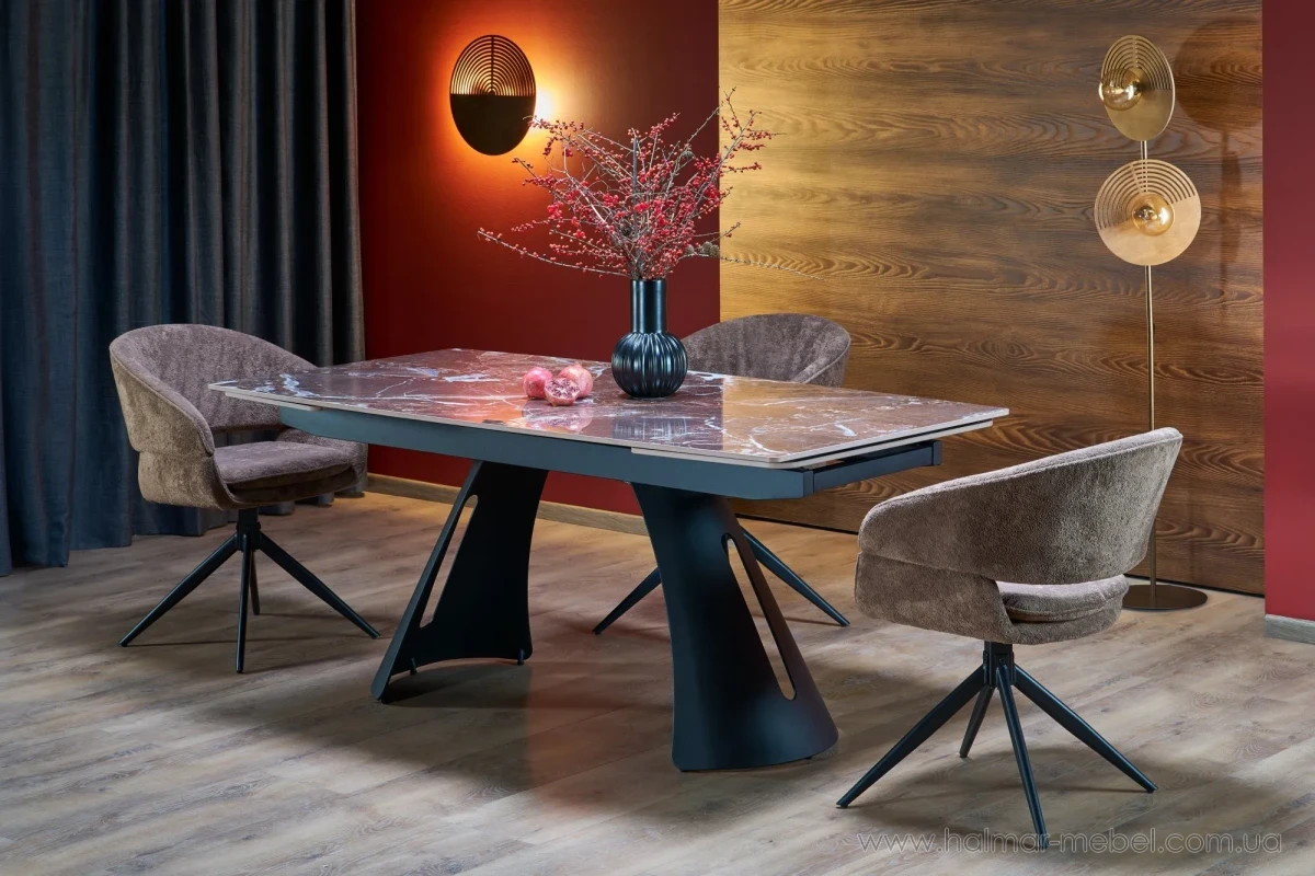 Стіл обідній розкладний MARVIN HALMAR бордовий мармур Стіл обідній розкладний MARVIN HALMAR бордовий мармур