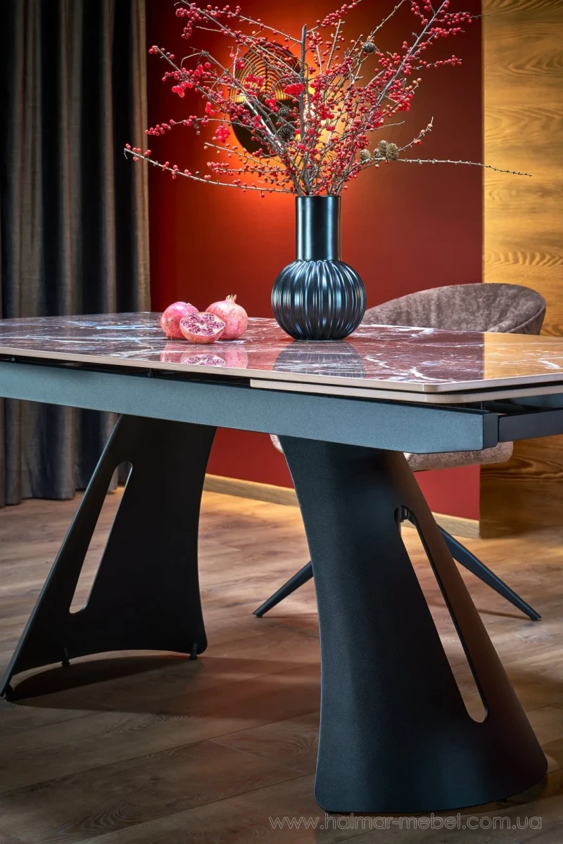 Стіл обідній розкладний MARVIN HALMAR бордовий мармур Стіл обідній розкладний MARVIN HALMAR бордовий мармур