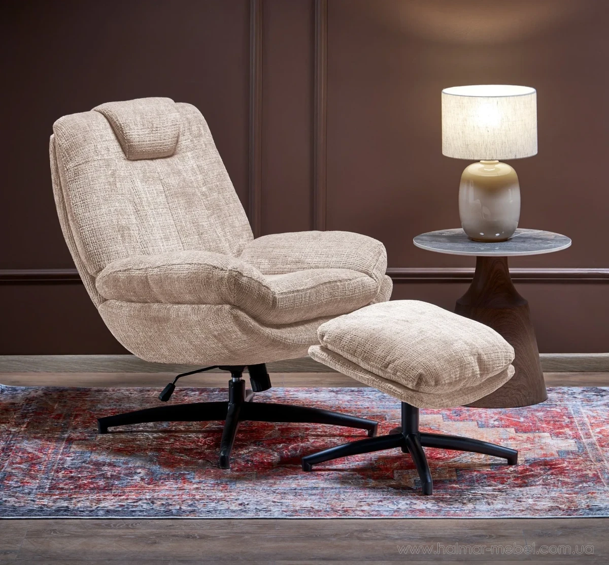 Крісло поворотне DECLAN HALMAR бежевий Крісло поворотне DECLAN HALMAR бежевий