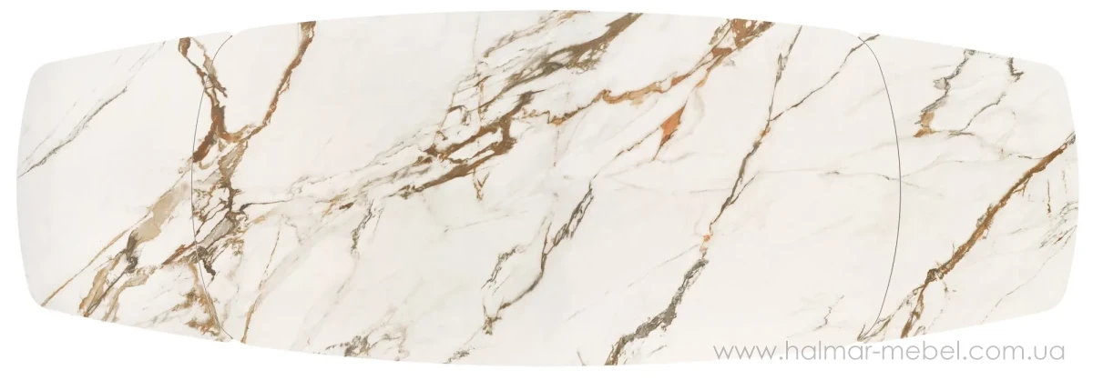 Стіл обідній розкладний FLAVOR HALMAR білий мармур/горіх Стіл обідній розкладний FLAVOR HALMAR білий мармур/горіх