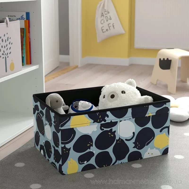 Коробка SKÅJARE IKEA чорний синій коти Коробка SKÅJARE IKEA чорний синій коти