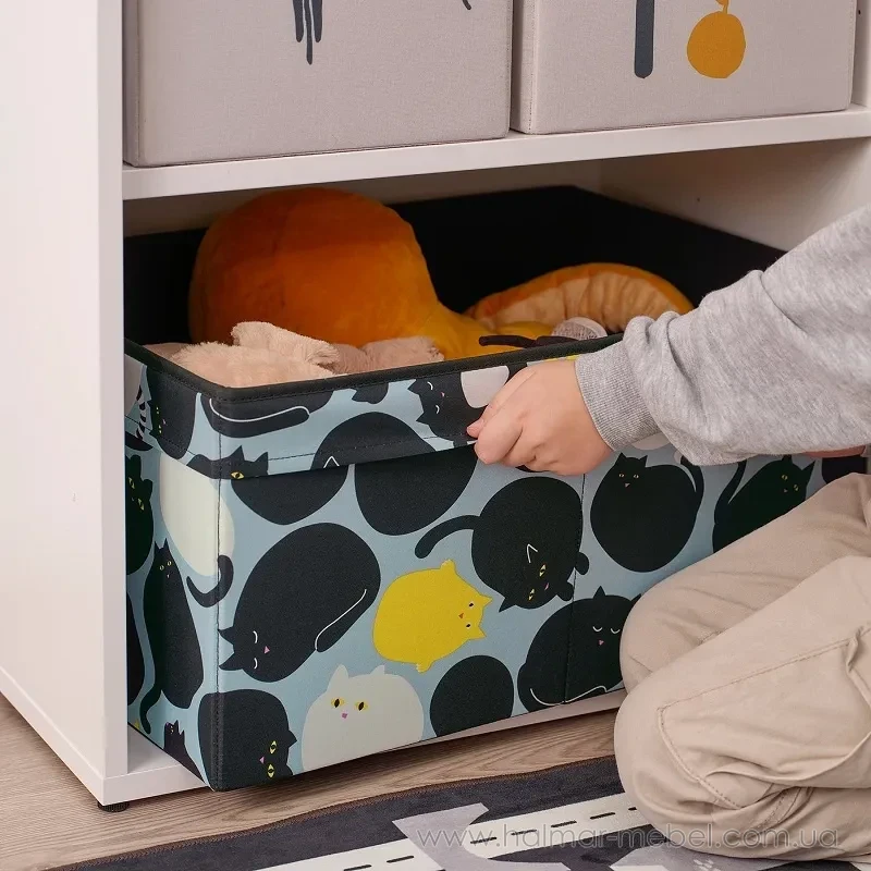 Коробка SKÅJARE IKEA чорний синій коти Коробка SKÅJARE IKEA чорний синій коти