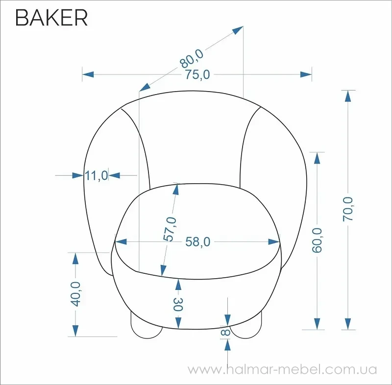 Крісло BAKER HALMAR бежевий Крісло BAKER HALMAR бежевий