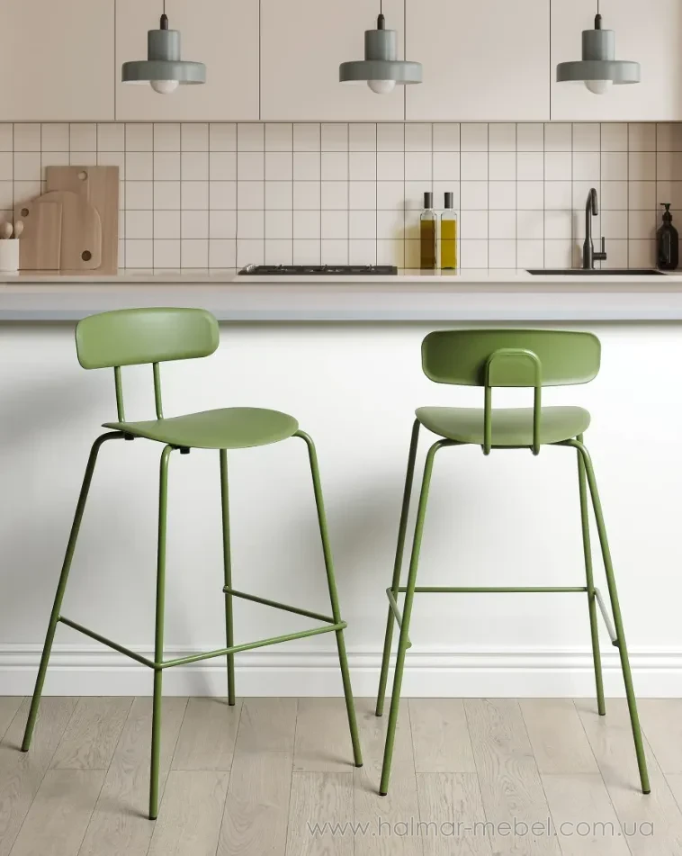 Стільці барні комплект 2 шт SIBLEY BELIANI зелений Стільці барні комплект 2 шт SIBLEY BELIANI зелений