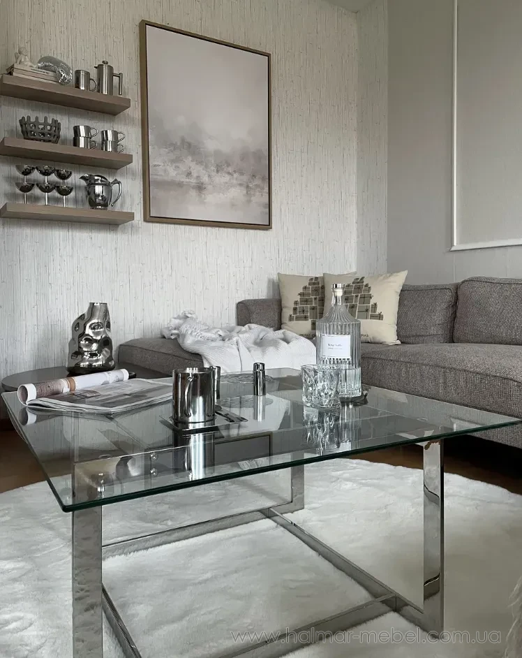 Стіл кавовий CRYSTAL BELIANI срібний Стіл кавовий CRYSTAL BELIANI срібний