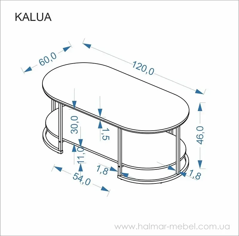 Стіл журнальний KALUA HALMAR білий мармур/золотий Стіл журнальний KALUA HALMAR білий мармур/золотий