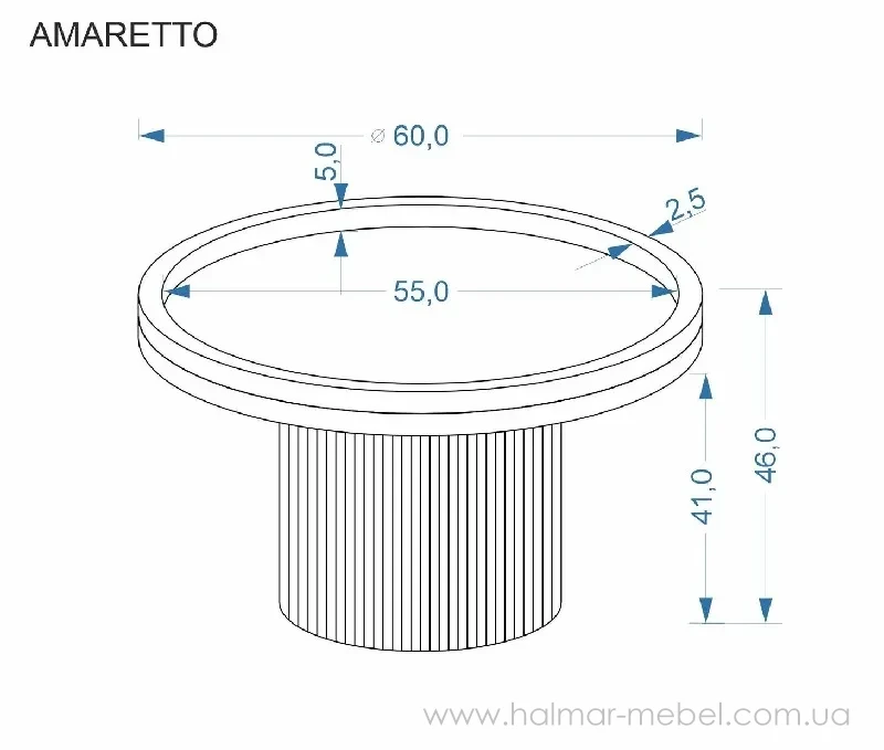 Стіл журнальний AMARETTO HALMAR білий мармур Стіл журнальний AMARETTO HALMAR білий мармур