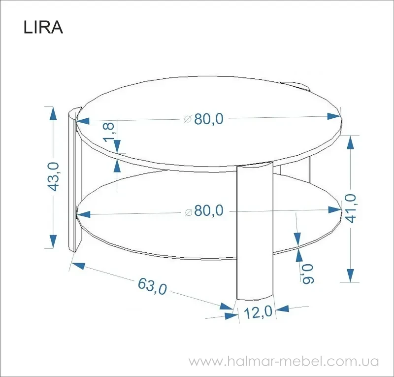 Стіл журнальний LIRA HALMAR горіх/чорний Стіл журнальний LIRA HALMAR горіх/чорний