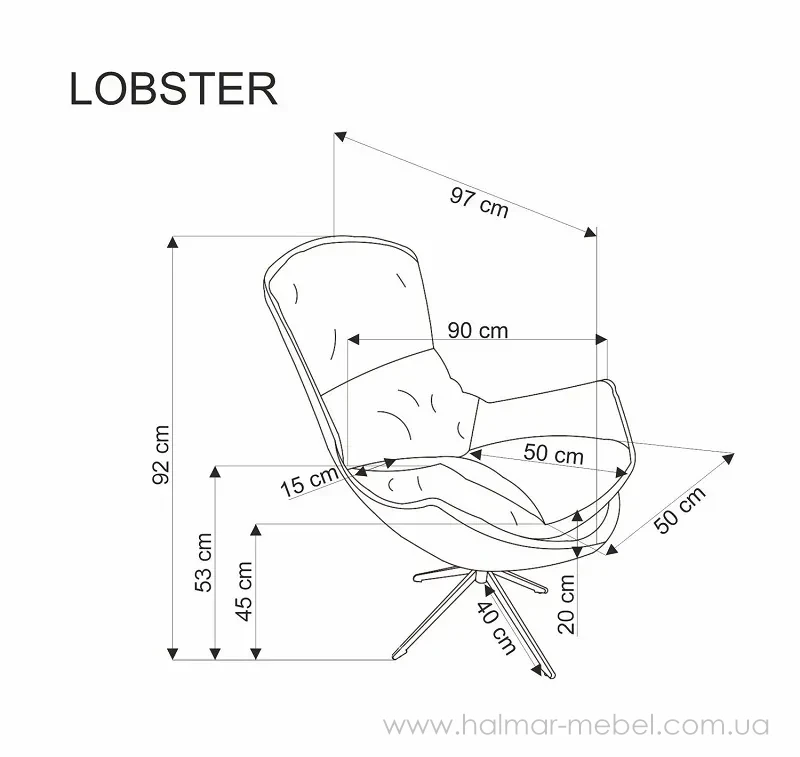 Кресло-шезлонг поворотное LOBSTER HALMAR корица Кресло-шезлонг поворотное LOBSTER HALMAR корица