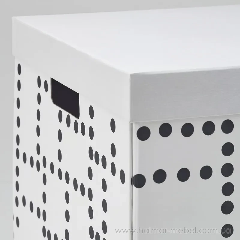 Коробка з кришкою FJÄDERHARV IKEA білий в крапки Коробка з кришкою FJÄDERHARV IKEA білий в крапки