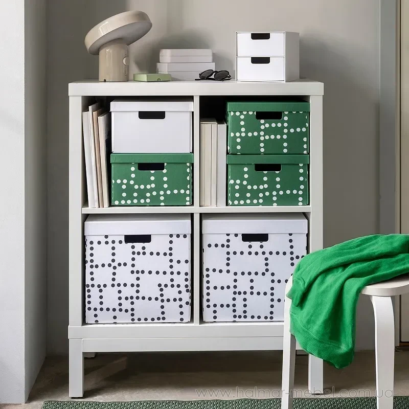 Коробка з кришкою FJÄDERHARV IKEA білий в крапки Коробка з кришкою FJÄDERHARV IKEA білий в крапки