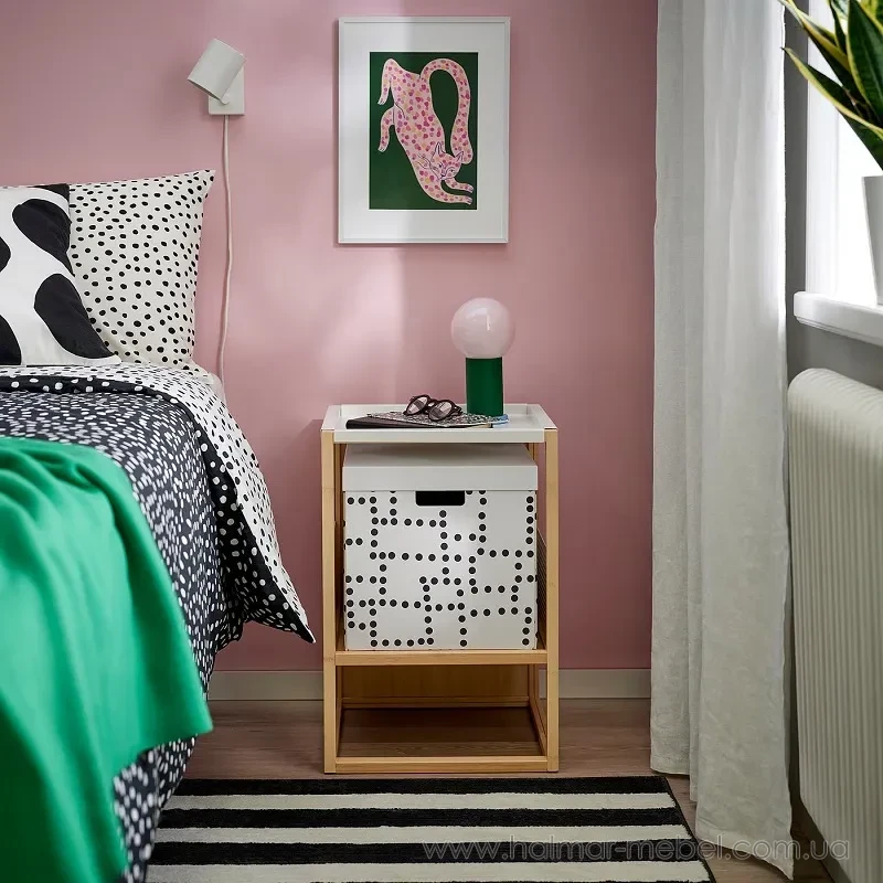 Коробка з кришкою FJÄDERHARV IKEA білий в крапки Коробка з кришкою FJÄDERHARV IKEA білий в крапки
