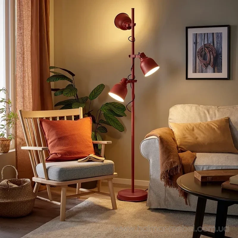 Підлогова лампа з прожекторами HEKTAR IKEA коричнево-червоний Підлогова лампа з прожекторами HEKTAR IKEA коричнево-червоний