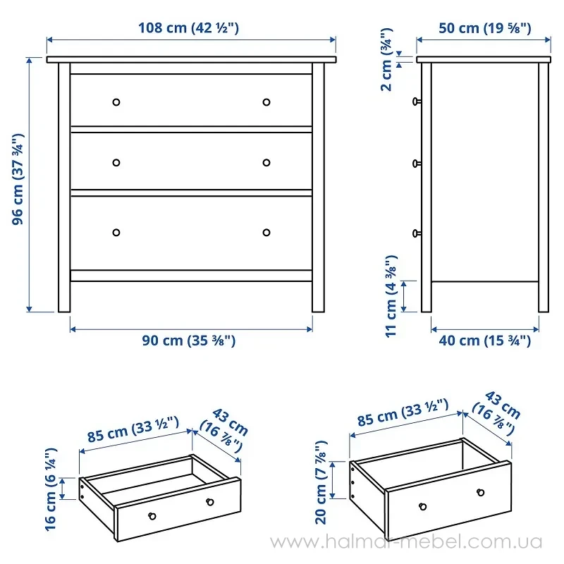 Комод HEMNES IKEA 108x96 см білий Комод HEMNES IKEA 108x96 см білий
