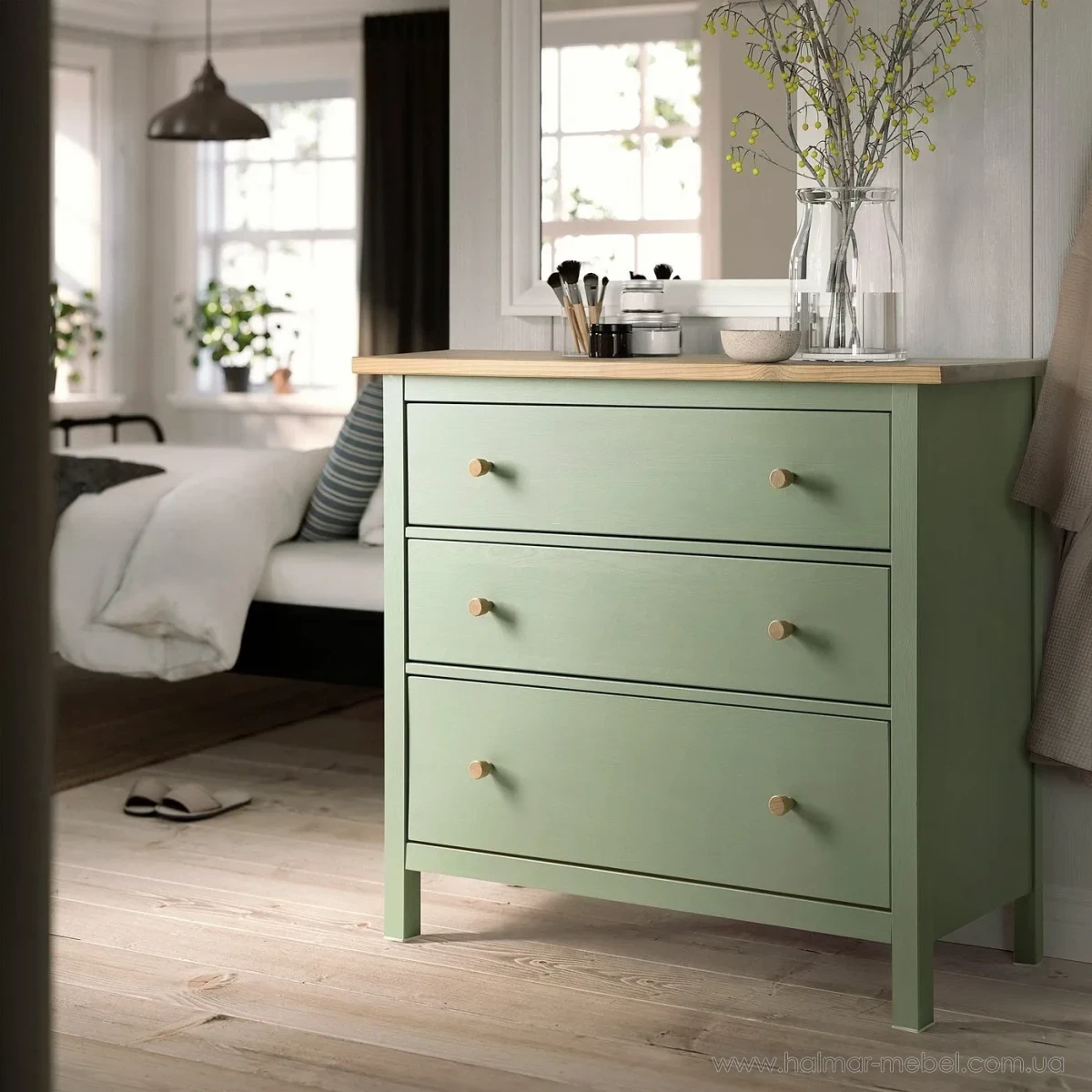 Комод HEMNES IKEA 108x96 см сіро-зелений Комод HEMNES IKEA 108x96 см сіро-зелений