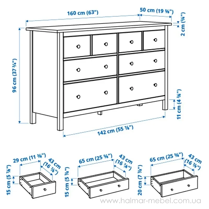 Комод HEMNES IKEA 160x96 см білий Комод HEMNES IKEA 160x96 см білий