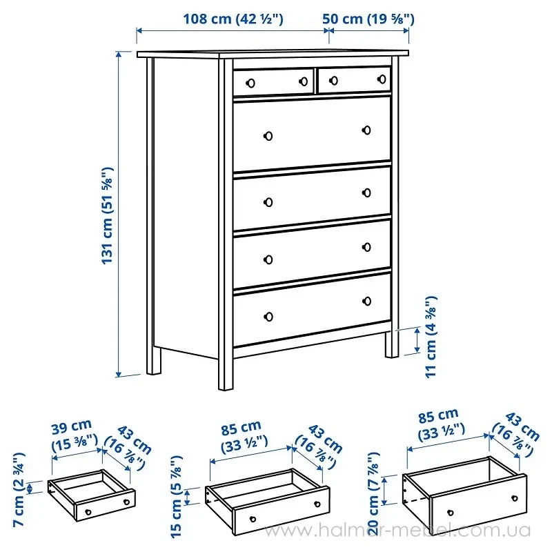 Комод HEMNES IKEA 108x131 см білий Комод HEMNES IKEA 108x131 см білий