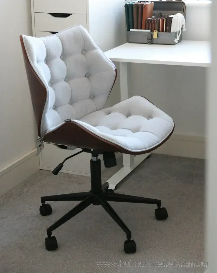 Крісло офісне поворотне LOMPOC BELIANI льон сірий Крісло офісне поворотне LOMPOC BELIANI льон сірий