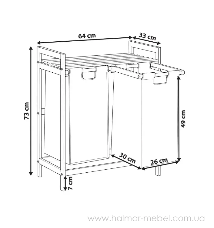 Набір з 2 кошиків для білизни з полицею AZUFRERA BELIANI бамбук/білий Набір з 2 кошиків для білизни з полицею AZUFRERA BELIANI бамбук/білий