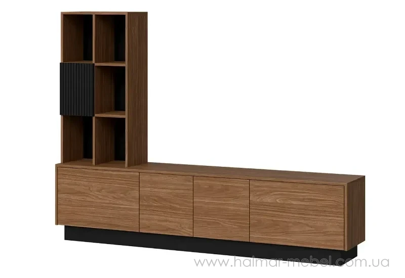 Меблева стінка TINO CAMA горіх Лінкольн/чорний Меблева стінка TINO CAMA горіх Лінкольн/чорний