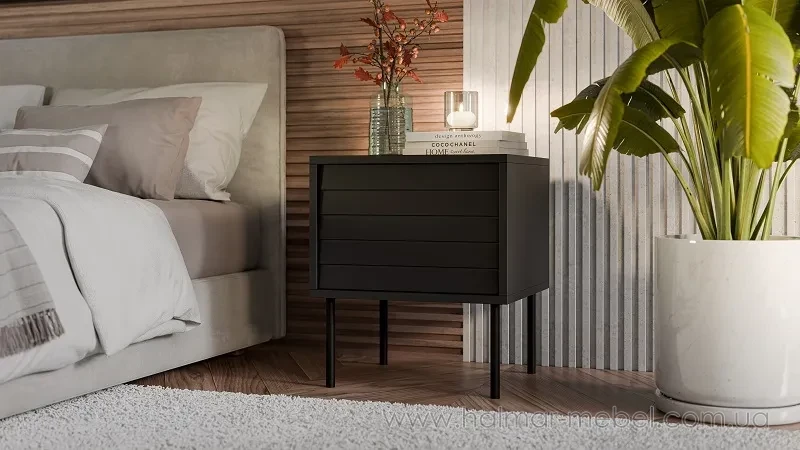 Тумба приліжкова комплект 2 шт CORTINA CAMA чорний Тумба приліжкова комплект 2 шт CORTINA CAMA чорний