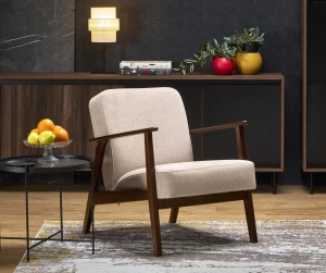 Кресло MILANO 1S HALMAR бежевый Castel 15/темный орех