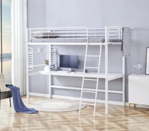 Ліжко двоярусне DOLCE HALMAR білий з письмовим столом та органайзером