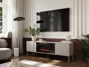 Тумба TRESSE RTV 180 CAMA с электрокамином бежевый матовый