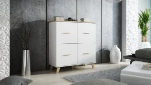 Комод LOTTA 4D CAMA білий/дуб сонома