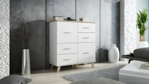Комод LOTTA 110 2D4S CAMA білий/дуб сонома