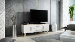 Тумба RTV LOTTA 140 2D2S CAMA білий/дуб сонома