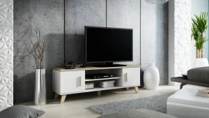 Тумба RTV LOTTA 160 2D2K CAMA білий/дуб сонома