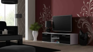 Тумба RTV SOHO 140 CAMA белый мат/черный глянец