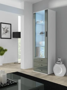 Витрина SOHO S1 CAMA белый мат/серый глянец