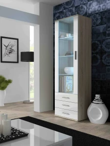 Витрина SOHO S1 CAMA дуб сонома мат/белый глянец