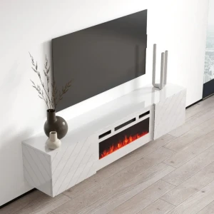 Тумба підвісна з електрокаміном RTV LUXE EF CAMA білий мат/білий глянець
