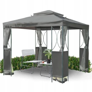 Альтанка садова з москітною сіткою 2.5х2.5 м GardenLine Chomik сірий