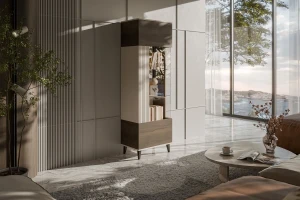 Вітрина RANDOM 2 W-1 Halmar кашемір/горіх/чорний