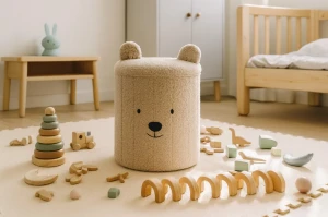 Дитячий пуф з контейнером MIŚ CHOMIC світло-бежевий