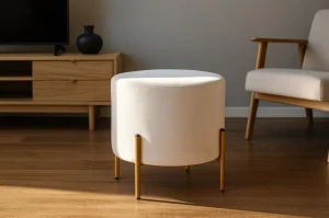 Пуф округлий на ніжках CHOMIK бежевий/золотий