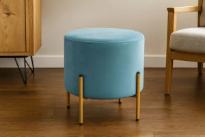 Пуф округлий на ніжках CHOMIK морський/золотий