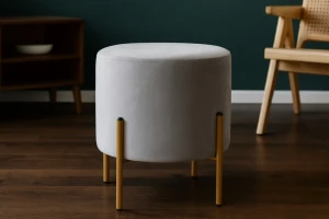 Пуф округлий на ніжках CHOMIK сірий/золотий