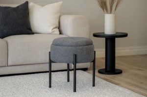 Пуф округлий з контейнером CHOMIK сірий/чорний