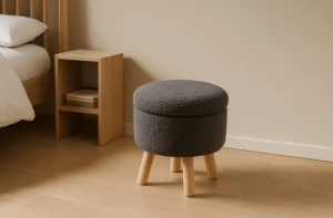 Пуф округлий на дерев'яних ніжках CHOMIK сірий