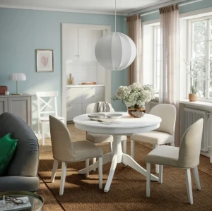 Комплект обідній стіл і 4 стільці ROSENTORP/ROSENTORP IKEA білий/світло-бежевий
