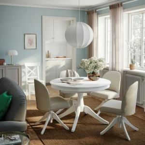 Комплект обідній стіл і 4 поворотних стільці ROSENTORP/ROSENTORP IKEA білий/світло-бежевий
