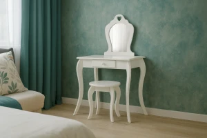 Туалетний стіл дитячий з дзеркалом і табуретом CHOMIK білий