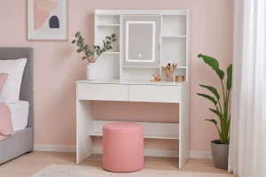 Стіл туалетний з підсвічуванням та полицею для прикрас CHOMIK білий